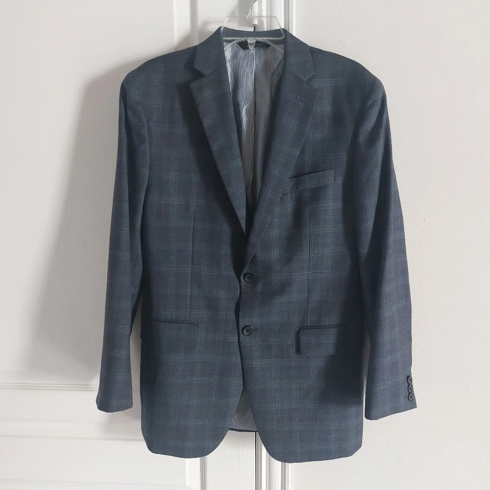 Banana Republic Blazer Sport Coat Size 38R Tailored Fit Plaid Two Button Wool